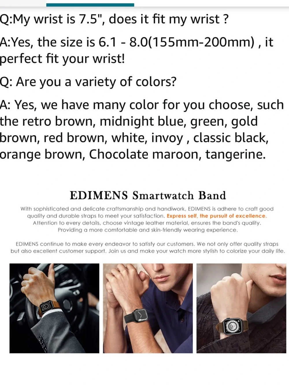 Smartwatch Band Genuine Leather Men’s - BROWN